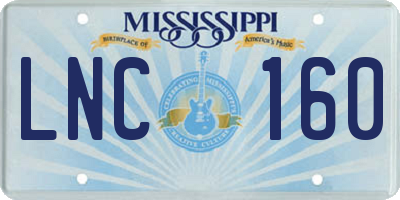 MS license plate LNC160