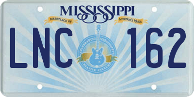 MS license plate LNC162
