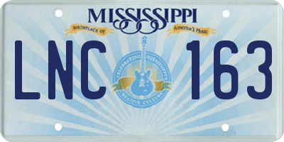 MS license plate LNC163