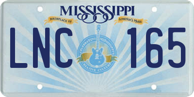 MS license plate LNC165