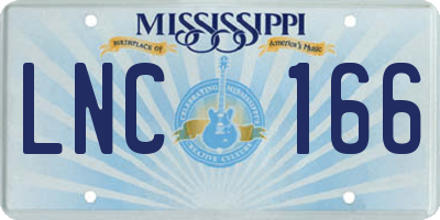 MS license plate LNC166