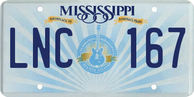 MS license plate LNC167