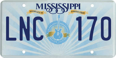 MS license plate LNC170