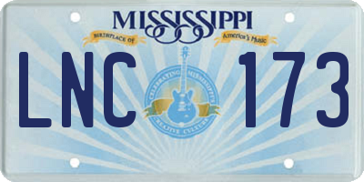 MS license plate LNC173