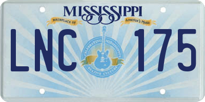 MS license plate LNC175