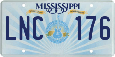 MS license plate LNC176