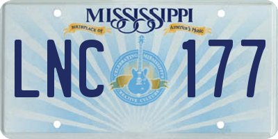 MS license plate LNC177