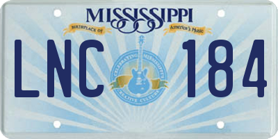 MS license plate LNC184