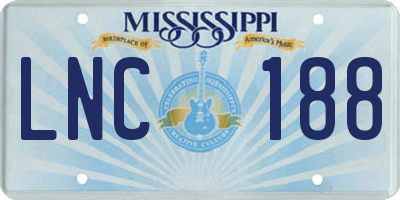 MS license plate LNC188