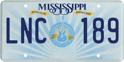 MS license plate LNC189