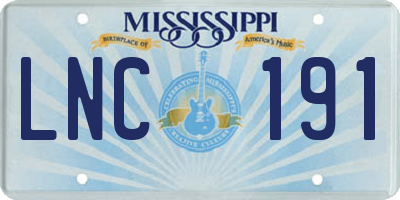 MS license plate LNC191