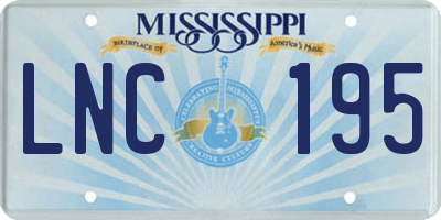 MS license plate LNC195