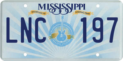 MS license plate LNC197