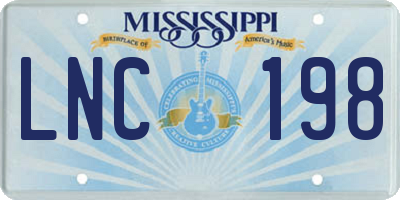 MS license plate LNC198