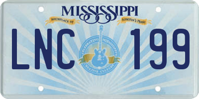 MS license plate LNC199