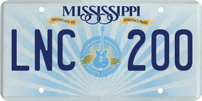 MS license plate LNC200
