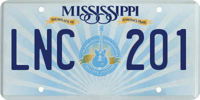 MS license plate LNC201