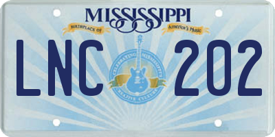 MS license plate LNC202