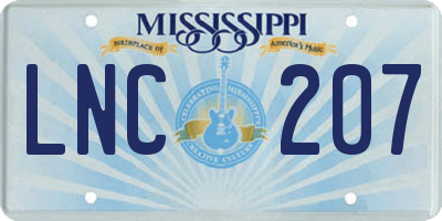 MS license plate LNC207