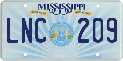 MS license plate LNC209