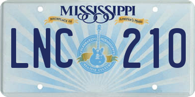 MS license plate LNC210