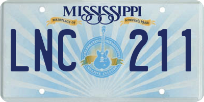 MS license plate LNC211