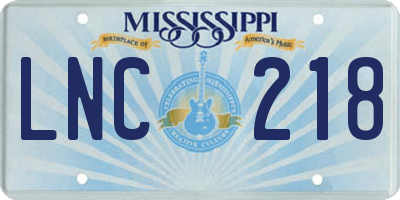 MS license plate LNC218