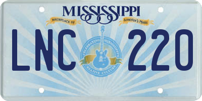 MS license plate LNC220