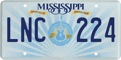 MS license plate LNC224