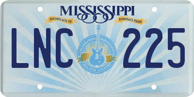 MS license plate LNC225