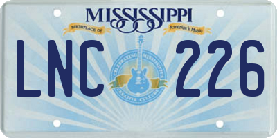 MS license plate LNC226