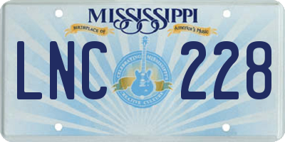 MS license plate LNC228