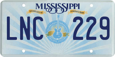 MS license plate LNC229