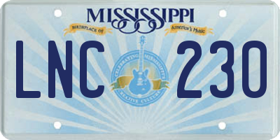 MS license plate LNC230
