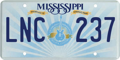 MS license plate LNC237