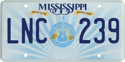MS license plate LNC239