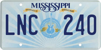 MS license plate LNC240