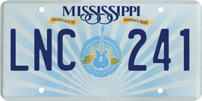 MS license plate LNC241