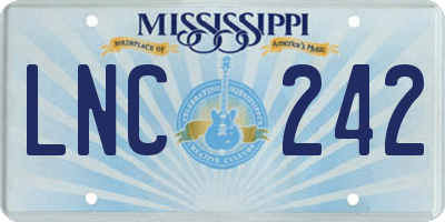 MS license plate LNC242