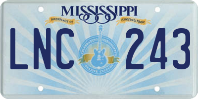 MS license plate LNC243