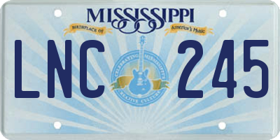 MS license plate LNC245