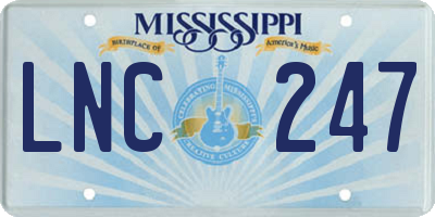 MS license plate LNC247