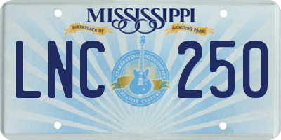 MS license plate LNC250