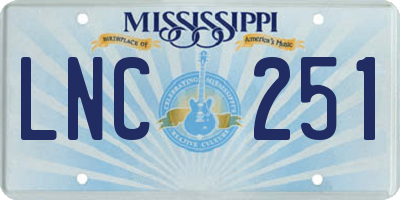 MS license plate LNC251