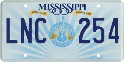 MS license plate LNC254