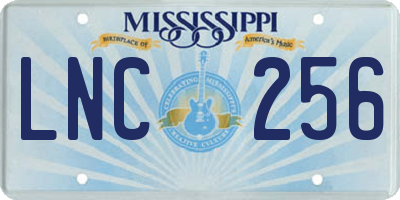 MS license plate LNC256
