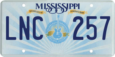 MS license plate LNC257