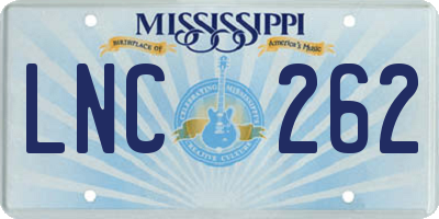 MS license plate LNC262