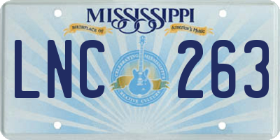 MS license plate LNC263