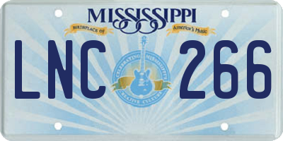 MS license plate LNC266